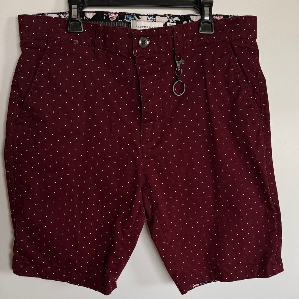 Carter's Men's Burgundy Polka Dot Flat Front Shorts